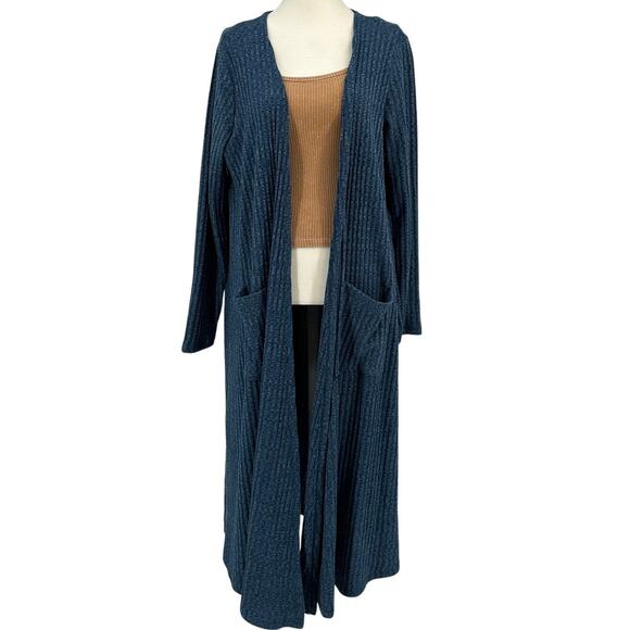 Lularoe Cardigan Sweater Bundle of 2 WMNS L/XL Blue Brown Open Front Stretch - Picture 2 of 16